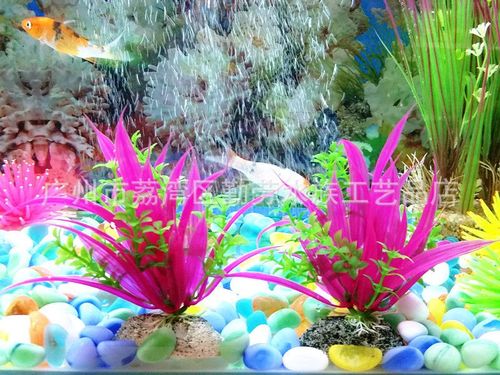 廠家直銷 高仿真紅色闊葉水草 水族箱造景 魚缸裝飾用品 紅葉草花